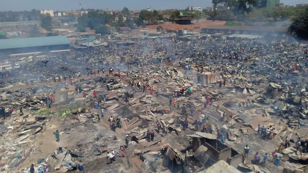 Toi Market on fire in Nairobi, Kenya