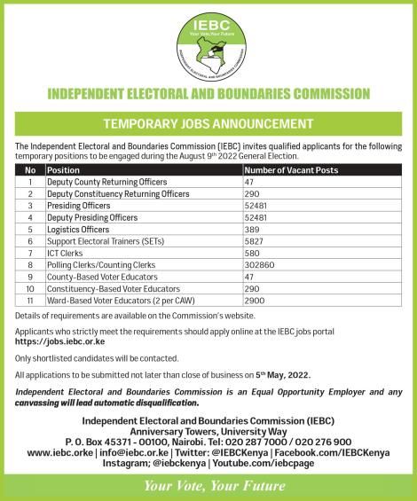 IEBC jobs 2022 application form